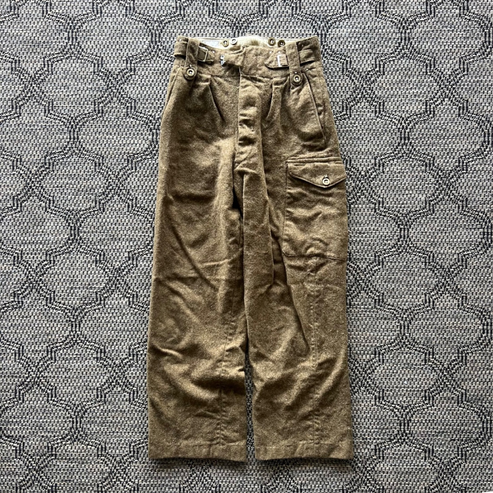 Vintage Military Trousers Mens 28 Brown Wool British Battledress Cargo 1956